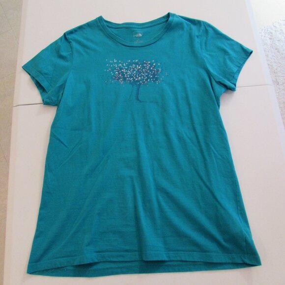 The North Face Teal Cotton Tree and Birds Tee Large - Picture 7 of 11